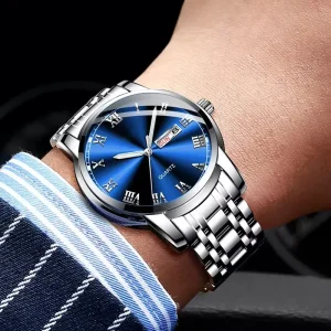 OEM Fashion Custom Logo Stainless Steel Alloy Luxury Men’s Quartz Watch with Glass Dial 20mm Band Pointer Display