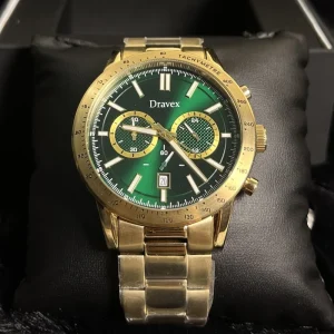 OEM Fashion Design Men’s Gold Chronograph Quartz Watch with Classic Style Stainless Steel Band and Waterproof 50m