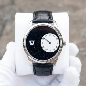 OEM Jumping Hour Movement Watch Aventurine Dial Leather Minimalist Mechanical Automatic Wristwatch Logo Custom Manufacturer