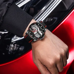OEM Luxury Automatic Watch Silicone Band Sports Mens Watch Stainless Steel Fashion Mechanical Wrist Watches
