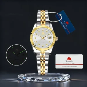 OEM Luxury Design Women’s Quartz Watch Stainless Steel Case Diamond Encrusted Dial Luminous Display Sport Wristwatch