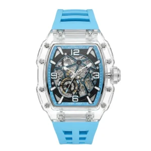 OEM Men’s Tourbillon Mechanical Watch with Luminous Pointer Dial Silicone Band Japan Miyota 8N24 Movement