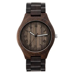 OEM New Design Black Sandal Wood Quartz Watch Custom Logo Wooden Band Wrist Watch for Men