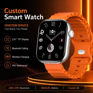 OEM ODM 2.01 Inch TFT Smart Watch Bluetooth Calling Wireless Charging IP67 Fitness Tracker Custom UI Smartwatch
