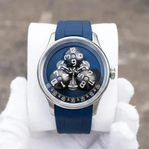 OEM ODM Automatic Mechanical Watch Wandering Hour Movement Complication Luminous Dome Sapphire Glass Silicone Strap Wristwatch