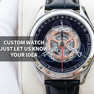 OEM ODM Automatic Wandering Hour Complication Mechanical Watch Custom Own Brand Logo Aventurine Starry Dial