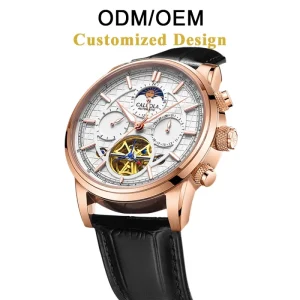 OEM ODM Caluola High Quality Automatic Mechanical Watch Analog Multifunctional Luminous Pointer 5ATM Waterproof Stainless Steel
