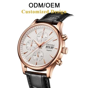 OEM ODM Caluola Six-Pin Automatic Mechanical Analog Watch Stainless Steel Case Synthetic Sapphire Crystal 40mm Dial Calendar