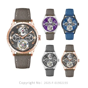 OEM ODM Copyright New Design Men’s Flying Tourbillon Mechanical Watches With 3 9 12 Points Decorative Parts Luminous Waterproof