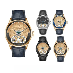 OEM ODM Custom Copyright New Design Men’s Dragon Pattern Flying Double Tourbillon Mechanical Watch Luminous Waterproof