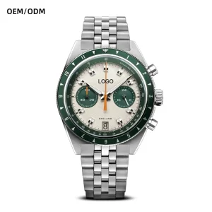 OEM ODM Custom Logo Watches for Men 40MM Luxury Diving VK64 Chronograph Quartz Watch 316L Stainless Steel