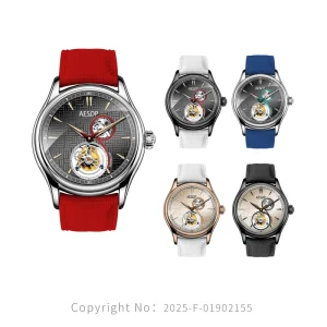 OEM ODM Factory Copyright New Design Men’s Gear Decorative Piece Flying Tourbillon Mechanical Wrist Watch Luminous Waterproof