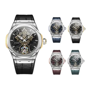 OEM ODM Factory Copyright New Design Men’s Retro Carving Cross Flying Tourbillon Mechanical Wrist Watches Luminous Waterproof