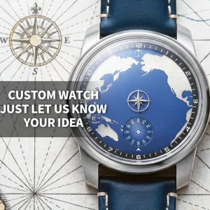 OEM ODM Mechanical Watch Miyota 8215 Automatic Unique Wandering Hour Modification Custom Logo World Map Luxury Men Wristwatch
