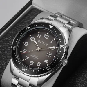 OEM ODM Men’s Business Watch Waterproof Quartz Wrist Watch Luminous Calendar Customized Logo Fashion Alloy Case Leather Band