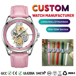 OEM ODM Personalized Ladies Skeleton Leather Quartz Watch for Women Custom Logo