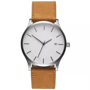 OEM ODM Popular Men’s Quartz Watches with Leather Band 40mm Dial Diameter Calendar and Business Fashion Styles