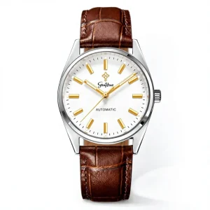 OEM ODM Service Automatic Mechanical Watch Tourbillon Style Classic Genuine Leather Strap