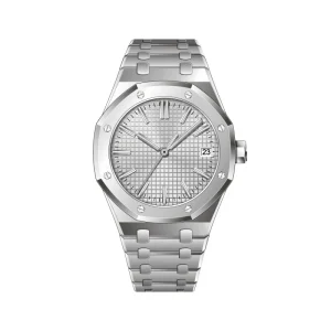 OEM ODM Sport Casual Men’s Water Resistant Automatic Mechanical Watch Sapphire Crystal 3BAR Stainless Steel Band Calendar