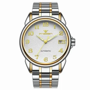 OEM ODM Vintage Style Men’s Waterproof Automatic Mechanical Watch Arabic Numerals Stainless Steel Luminous Calendar Dress Watch