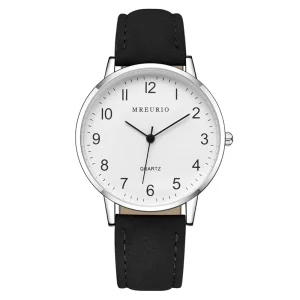 OEM Ultra Thin Quartz Lady Watch for Students Couples New Simple Arabic Number PU Leather Strap Fashionable Alloy Case Glass