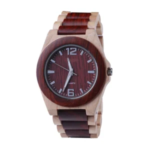 OEM Wooden Watch Japanese Quartz Movement Mineral Glass Luminous Dial Wristwatch