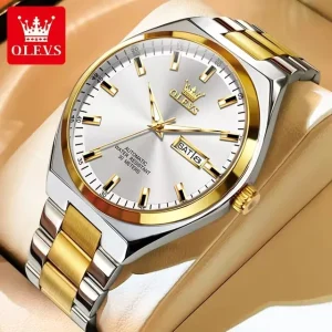 OLEVS 9907 Mechanical Men’s Watch Multi Functional Dual Calendar Original Stainless Automatic Wristwatches