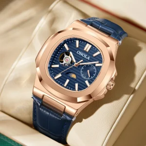 ONOLA 3855 Men’s Automatic Mechanical Watch Leather Strap