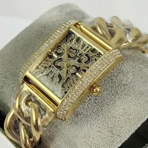 Original M K Women’s Luxury Crystal Square Dial Stainless Steel Strap Quartz Watch