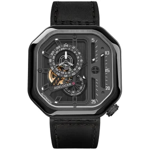 Original Racing Watch Leather Strap Men Square Luminous Skeleton Automatic Mechanical Watch for Men Reloj With Box