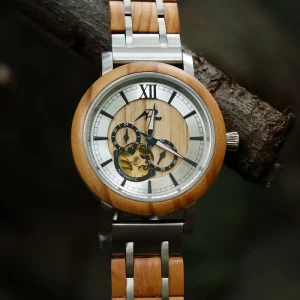 Original Wooden Dial Fashion Casual Quartz Watch Simple Men’s Watch Stainless Steel Combined Wood Strap