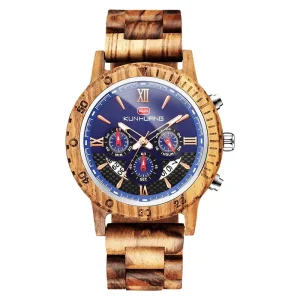 Orologio Luxury Men Zebra Wooden Watches Custom Logo Chronograph Wood Watch