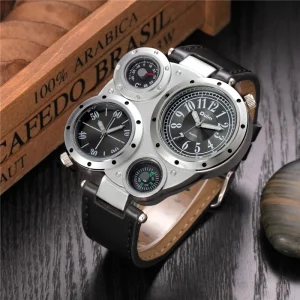 Oulm 9415 Men’s Sport Watches Unique Luxury Design Fashion Casual Multiple Time Zone Quartz Wristwatch for Men Male Montre Reloj