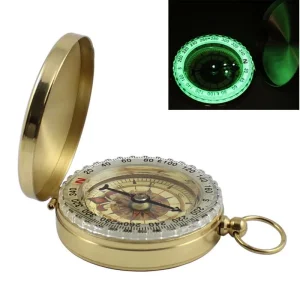 Outdoor Multifunctional Mountain Climbing Camping Hiking Gold Pure Copper Clamshell Luminous Pocket Portable Watch Compass