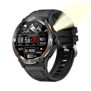 Outdoor Smart Watch KT76 with Flashlight SOS Button 1.53inch Screen 500mAh Battery Call APP Dafit Swimming Waterproof