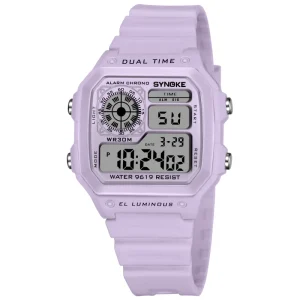 Outdoor Sports Multifunctional Electronic Watch for Girls Square Classic Retro Luminous Waterproof Wristwatch