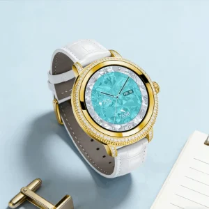 Outdoor Sports Pure Gold Android Smartwatch AMOLED 50m Waterproof Sleep Monitor Heart Rate Blood Oxygen for Call