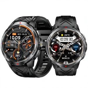 Outdoor Sports Smart Watch 3ATM Waterproof HR BP Sleep Monitor BT Call Flashlight SOS Music Ctrl AI Voice Asst Long Battery Life