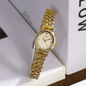 Oval Alloy Simple Vintage Small Glass Dial Adjustable Quartz Stainless Steel Women Watch