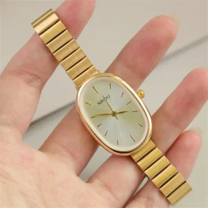 Oval Beautiful Ladies Watches for Women Girl Simple Silver Gold Stainless Steel Strap Quartz Minimalist Wristwatches