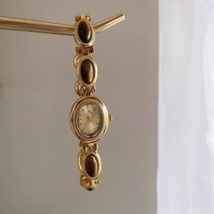 Oval Ladies Vintage Stainless Steel Quartz Wristwatch Cute Jewelry Bracelet Women Watch Pearl
