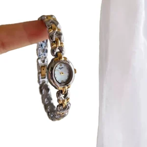 Oval Watch Small Dial Women’s Stainless Steel Elegant Quartz Movement Birthday Gift Watch