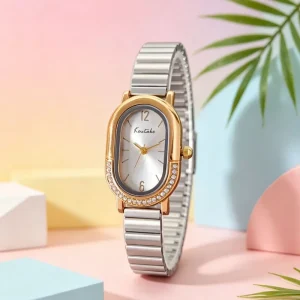 Oval Women’s Watch with Diamond Stainless Steel Strap