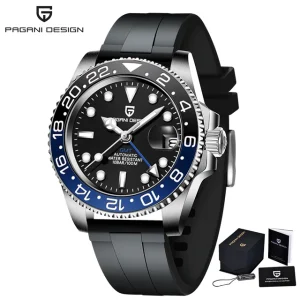 PAGANI DESIGN 40MM GMT Luxury Sport Mechanical Automatic Watch Sapphire Crystal Bezel Stainless Steel 100M Waterproof