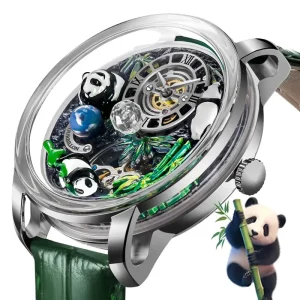 PINDU Panda Series Men Mechanical Watch Rotating Crystal Ball 45.5MM Wristwatch M2791B