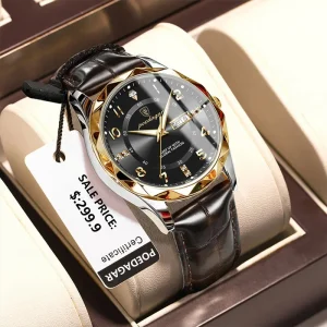 POEDAGAR 858 Luxury Sport Men’s Watches Luminous Waterproof Quartz Watches Leather Watch for Men