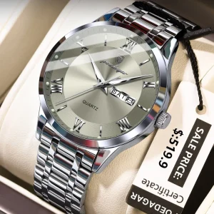 POEDAGAR 978 Men’s Quartz Movement Watches Reloj Fashion Business Stainless Steel Men Waterproof Luminous Sports Man Wristwatch