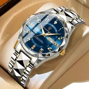 POEDAGAR Luxury Men Quartz Watch Stainless Steel Men’s Watches Waterproof Date Week Luminous Wristwatch Male Clock Sports Reloj