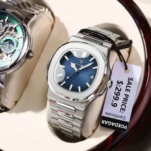 POEDAGAR Luxury Watch Business Waterproof Male Clock Luminous Date Stainless Steel Square Quartz Watch for Men Hombre