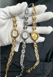 Pear Vintage Luxury Women’s Quartz Watch Bezel Gold Elegant Ladies Wristwatch